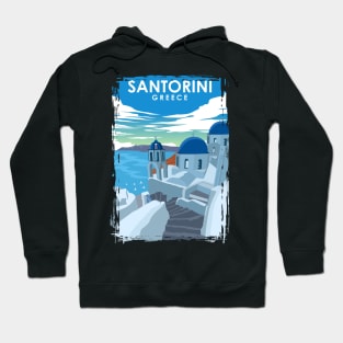 Santorini Greece Vintage Minimal Travel Poster Hoodie